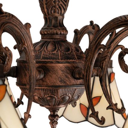 Brilagi - Plafón Tiffany de vitral FOLIA 6xE27/60W/230V Ø 60 cm
