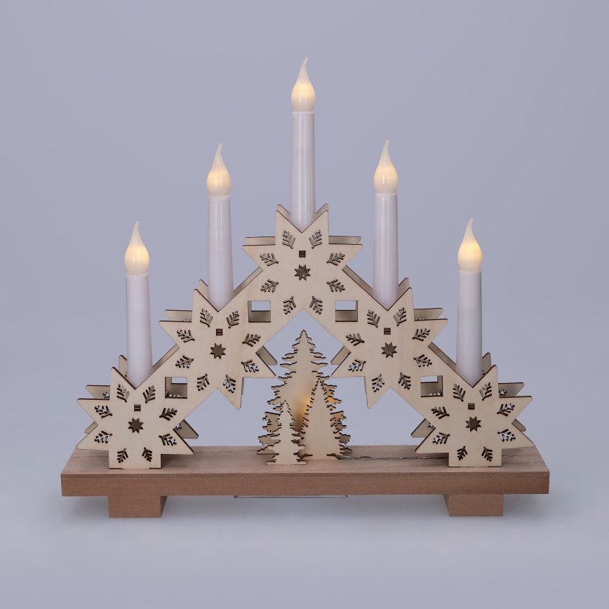 BRILAGI - Portavelas navideño LED 5xLED/2xAA beige