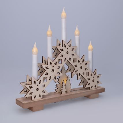 BRILAGI - Portavelas navideño LED 5xLED/2xAA beige