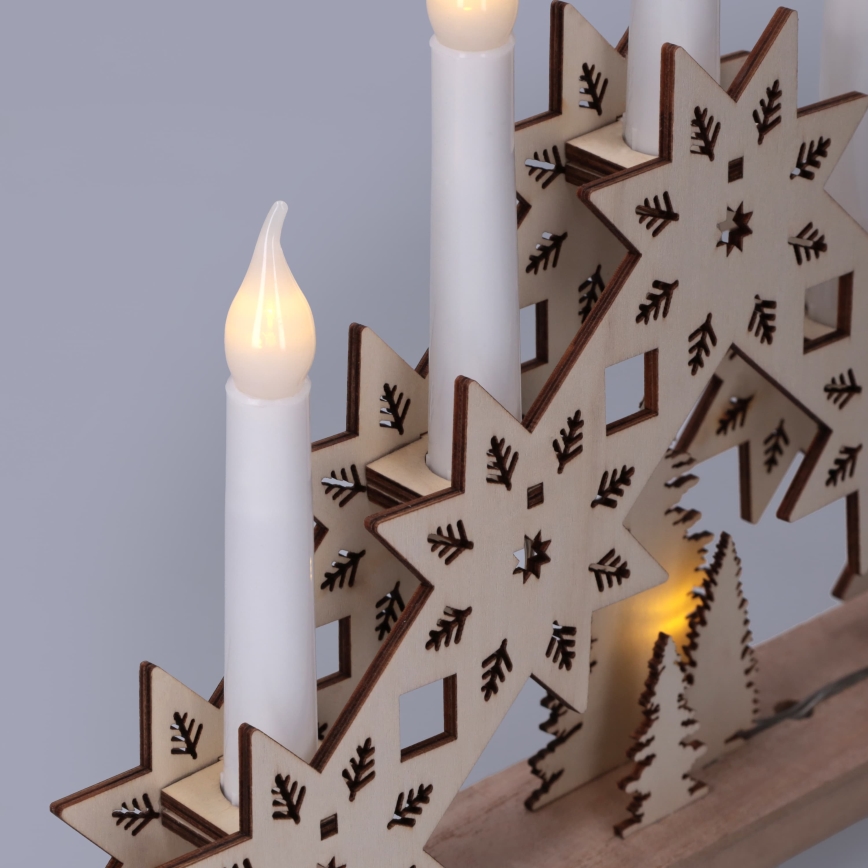 BRILAGI - Portavelas navideño LED 5xLED/2xAA beige