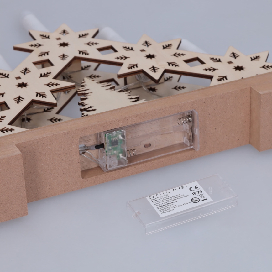 BRILAGI - Portavelas navideño LED 5xLED/2xAA beige