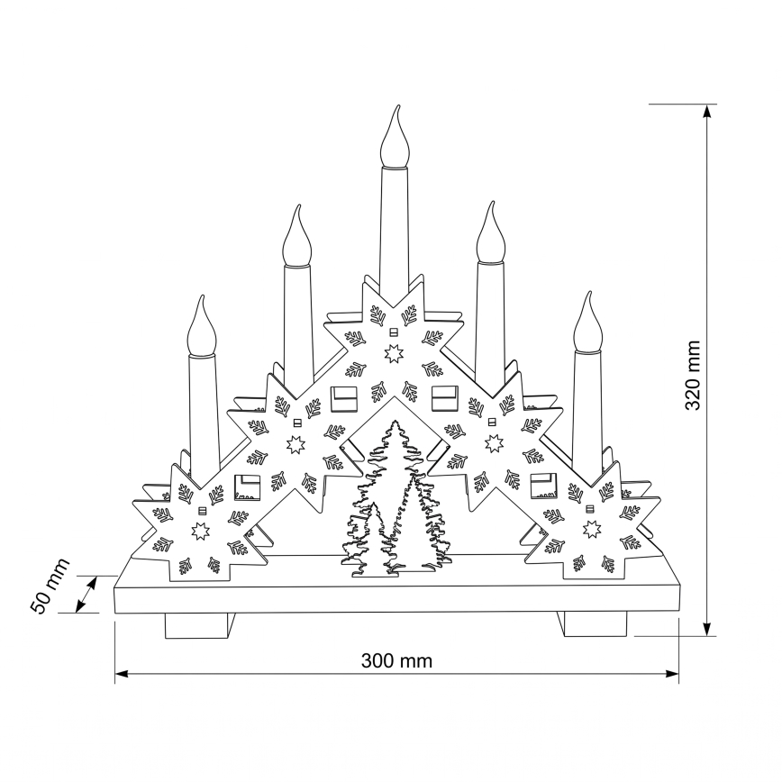 BRILAGI - Portavelas navideño LED 5xLED/2xAA beige