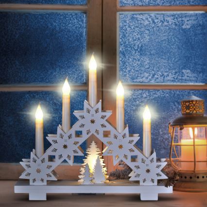BRILAGI - Portavelas navideño LED 5xLED/2xAA blanco