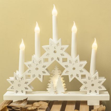 BRILAGI - Portavelas navideño LED 5xLED/2xAA blanco