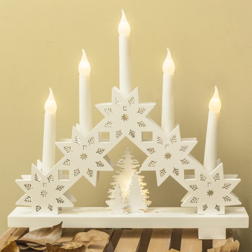 BRILAGI - Portavelas navideño LED 5xLED/2xAA blanco