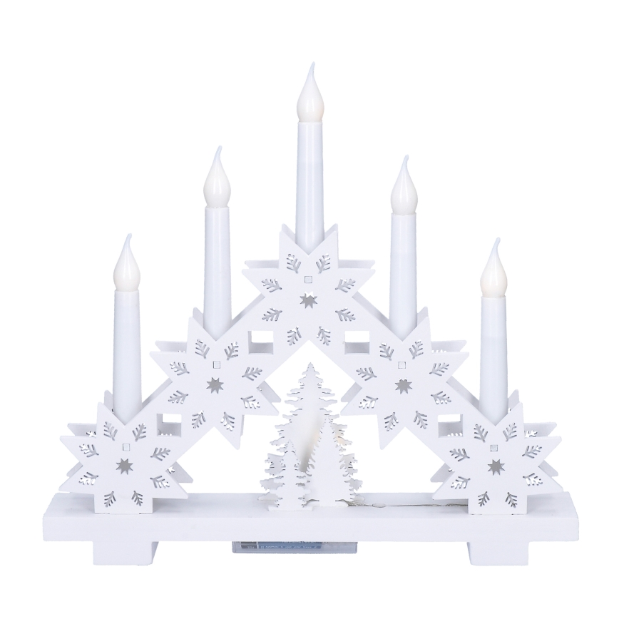 BRILAGI - Portavelas navideño LED 5xLED/2xAA blanco