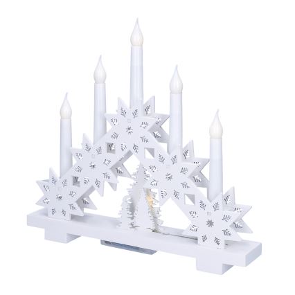BRILAGI - Portavelas navideño LED 5xLED/2xAA blanco