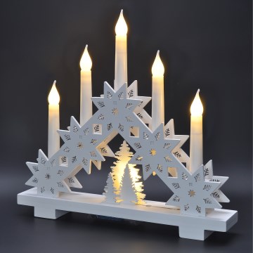 Brilagi - Portavelas navideño LED 5xLED/2xAA