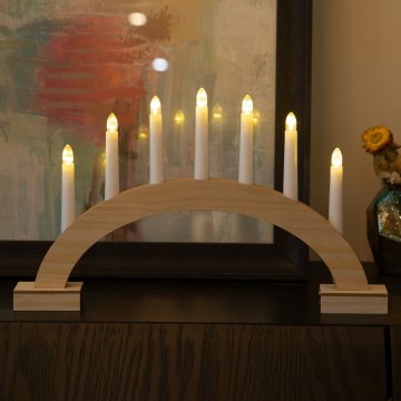 BRILAGI - Portavelas navideño LED 7xLED/2xAA beige/blanco