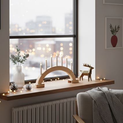 BRILAGI - Portavelas navideño LED 7xLED/2xAA beige/blanco