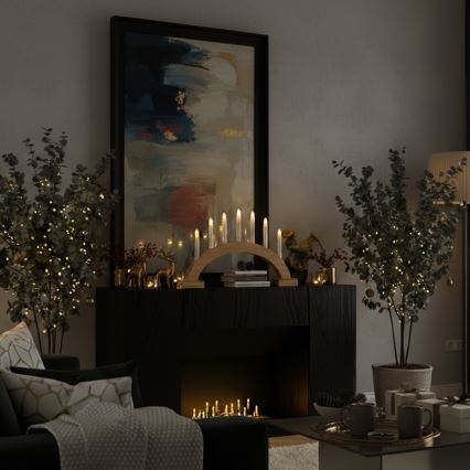 BRILAGI - Portavelas navideño LED 7xLED/2xAA beige/blanco