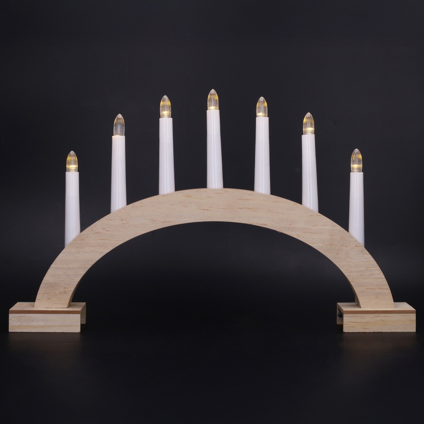 BRILAGI - Portavelas navideño LED 7xLED/2xAA beige/blanco