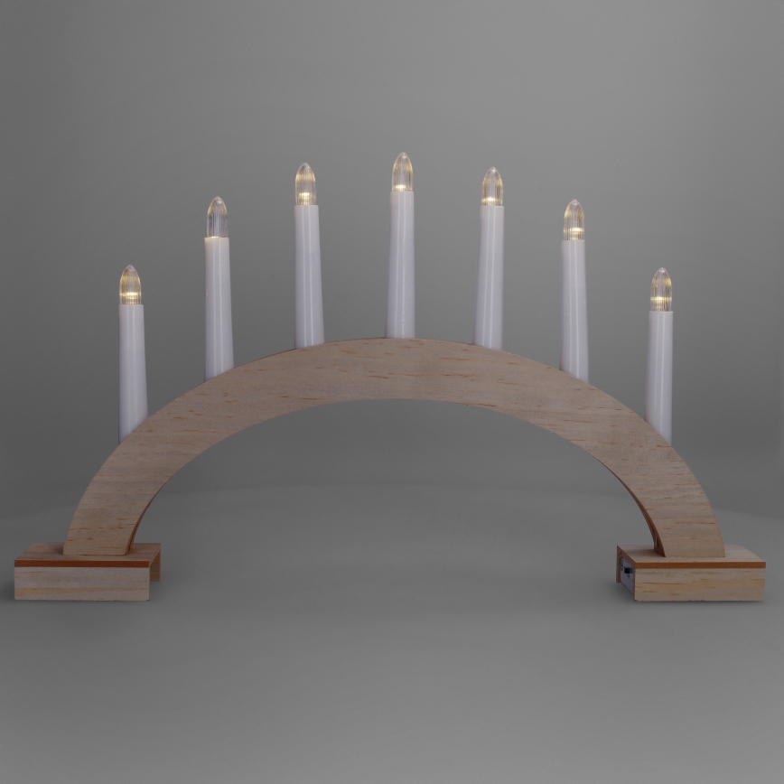 BRILAGI - Portavelas navideño LED 7xLED/2xAA beige/blanco