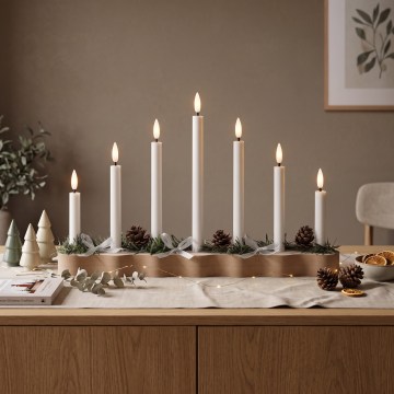 BRILAGI - portavelas navideño LED 7xLED/2xAA beige/blanco