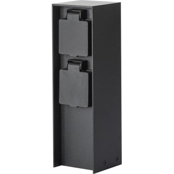 Brilagi - Poste de enchufes exterior PILLAR 2Z SCHUKO 230V IP44 negro