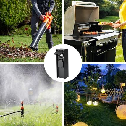 Brilagi - Poste de enchufes exterior PILLAR 2Z SCHUKO 230V IP44 negro
