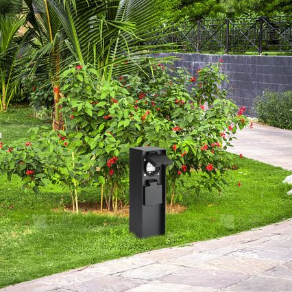 Brilagi - Poste de enchufes exterior PILLAR 2Z SCHUKO 230V IP44 negro