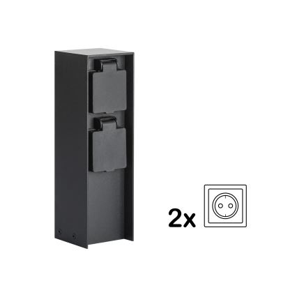 Brilagi - Poste de enchufes exterior PILLAR 2Z SCHUKO 230V IP44 negro