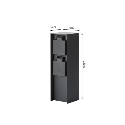 Brilagi - Poste de enchufes exterior PILLAR 2Z SCHUKO 230V IP44 negro
