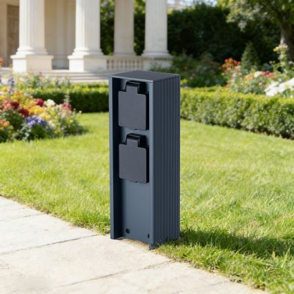 Brilagi - Poste de enchufes para exterior PILLAR 2 tomas SCHUKO 230V IP44 antracita