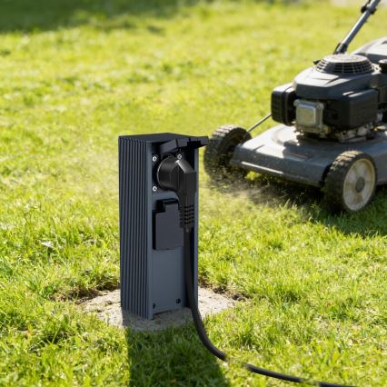 Brilagi - Poste de enchufes para exterior PILLAR 2 tomas SCHUKO 230V IP44 antracita