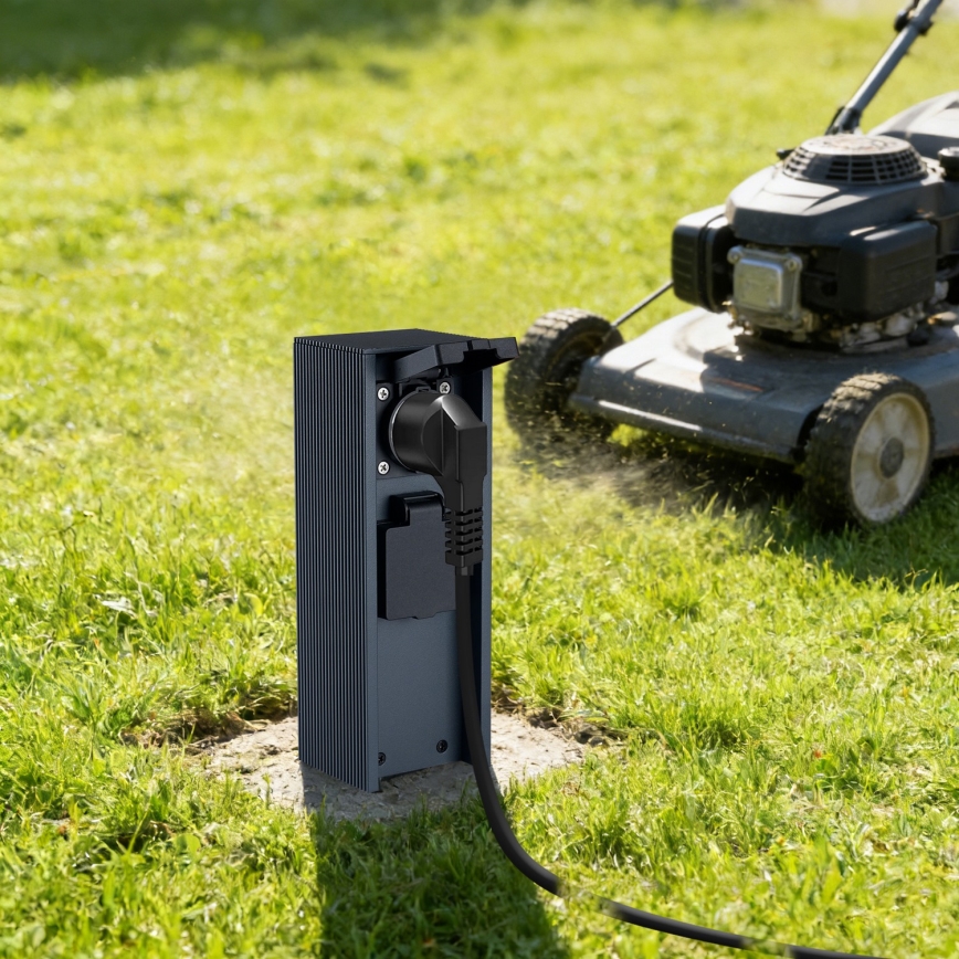 Brilagi - Poste de enchufes para exterior PILLAR 2 tomas SCHUKO 230V IP44 antracita