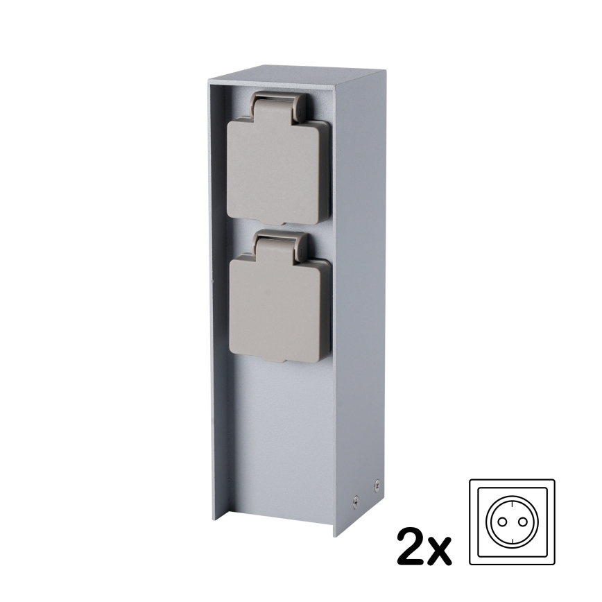 Brilagi - Poste de enchufes para exterior PILLAR 2Z SCHUKO 230V IP44 plateado