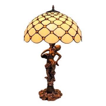 BRILAGI - Tiffany lámpara de mesa de vitral IVORY SMOOTH 1xE27/60W/230V