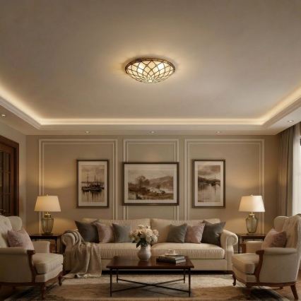 BRILAGI - Tiffany lámpara de techo con vitrales IVORY 2xE27/60W/230V Ø 40 cm