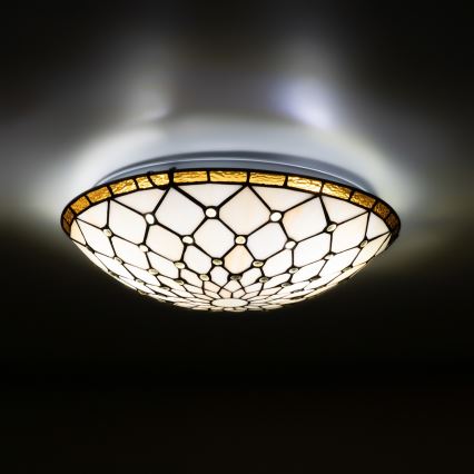 BRILAGI - Tiffany lámpara de techo con vitrales IVORY 2xE27/60W/230V Ø 40 cm