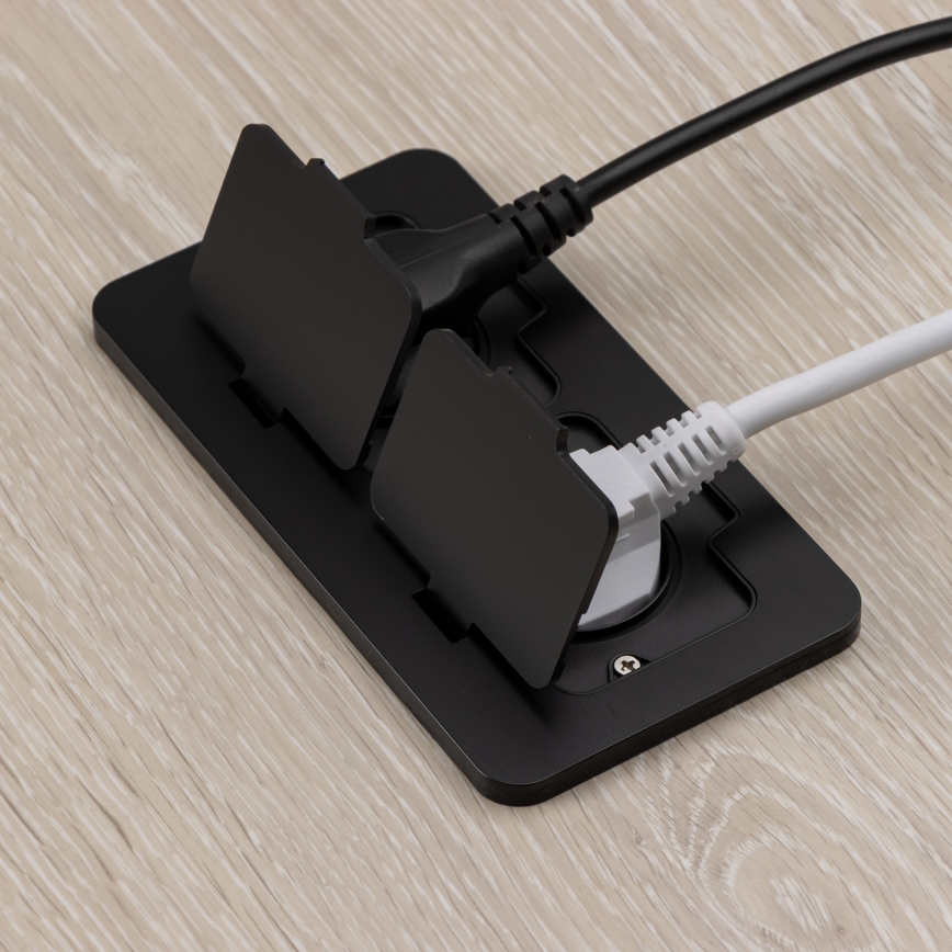 BRILAGI - Toma de corriente empotrable doble para cocina INBOX IP55, negro, rectangular