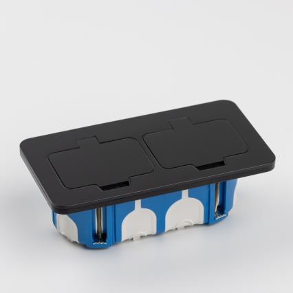 BRILAGI - Toma de corriente empotrable doble para cocina INBOX IP55, negro, rectangular
