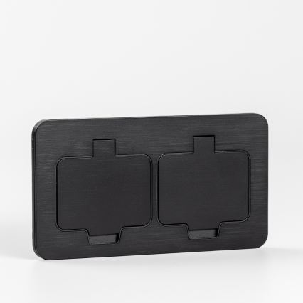 BRILAGI - Toma de corriente empotrable doble para cocina INBOX IP55, negro, rectangular