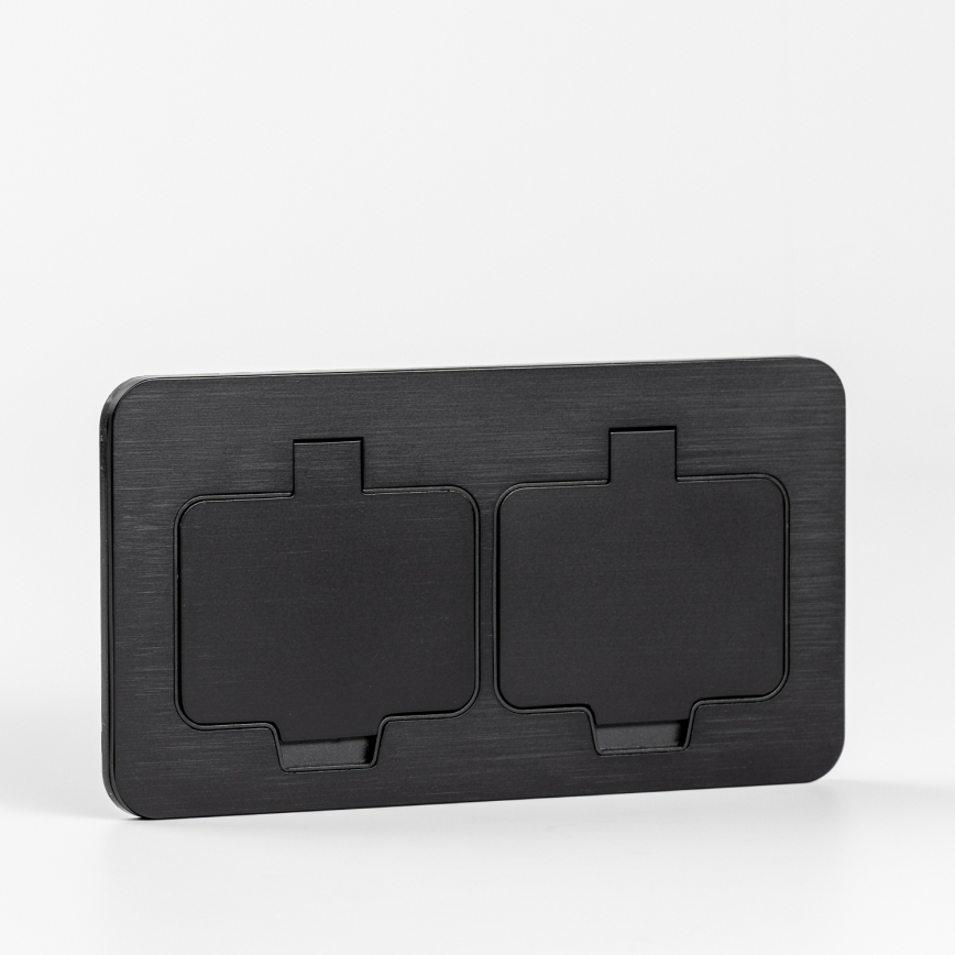 BRILAGI - Toma de corriente empotrable doble para cocina INBOX IP55, negro, rectangular