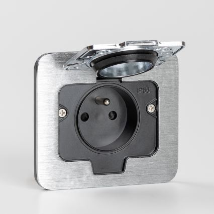BRILAGI - Toma de corriente empotrable para cocina INBOX IP55, cromo mate, rectangular