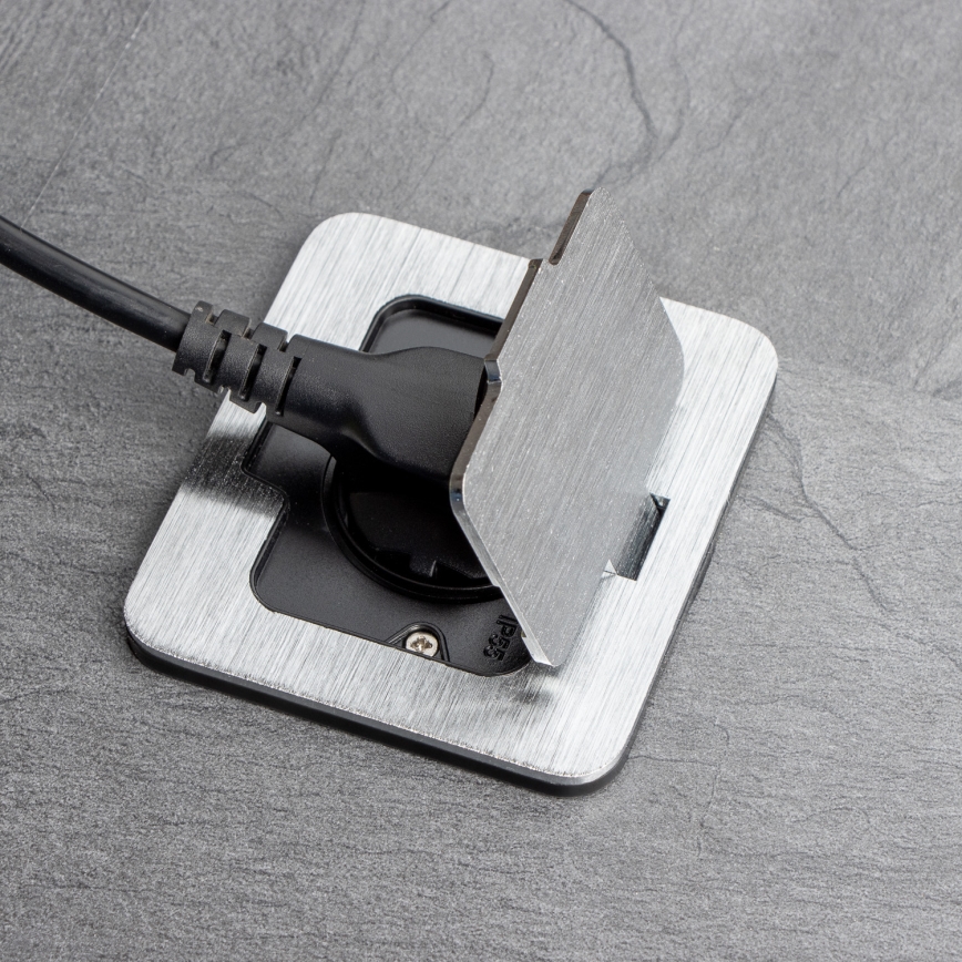 BRILAGI - Toma de corriente empotrable para cocina INBOX IP55, cromo mate, rectangular