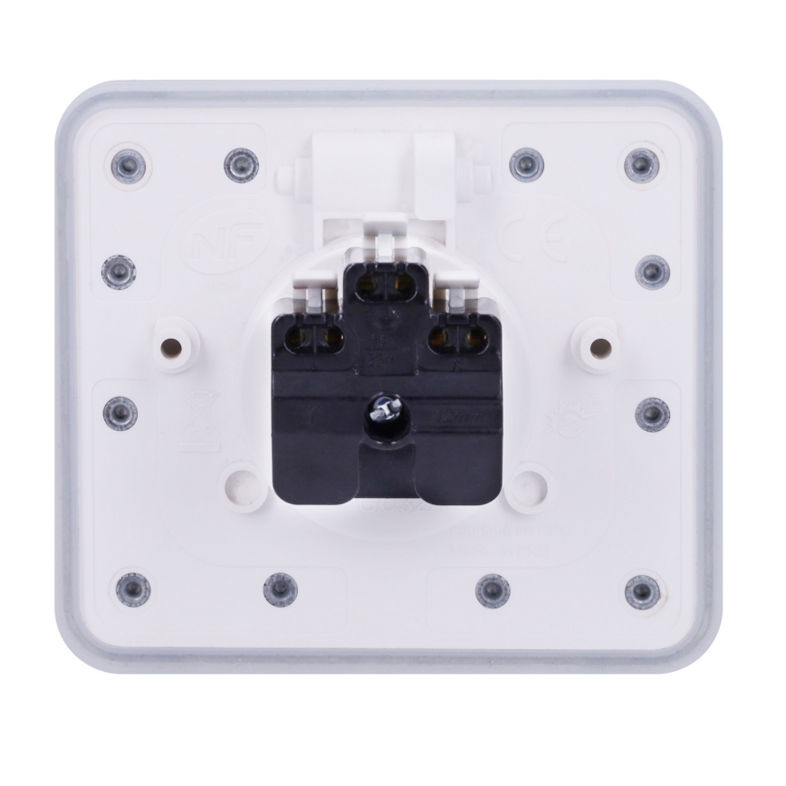 BRILAGI - Toma de corriente empotrada de cocina INBOX IP55 blanca rectangular