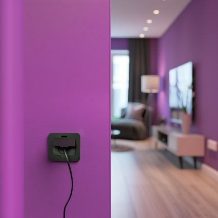 Brilagi - Toma de suelo empotrada para exterior IP55, negra, rectangular