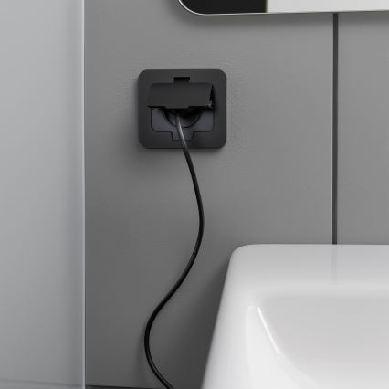 Brilagi - Toma de suelo empotrada para exterior IP55, negra, rectangular