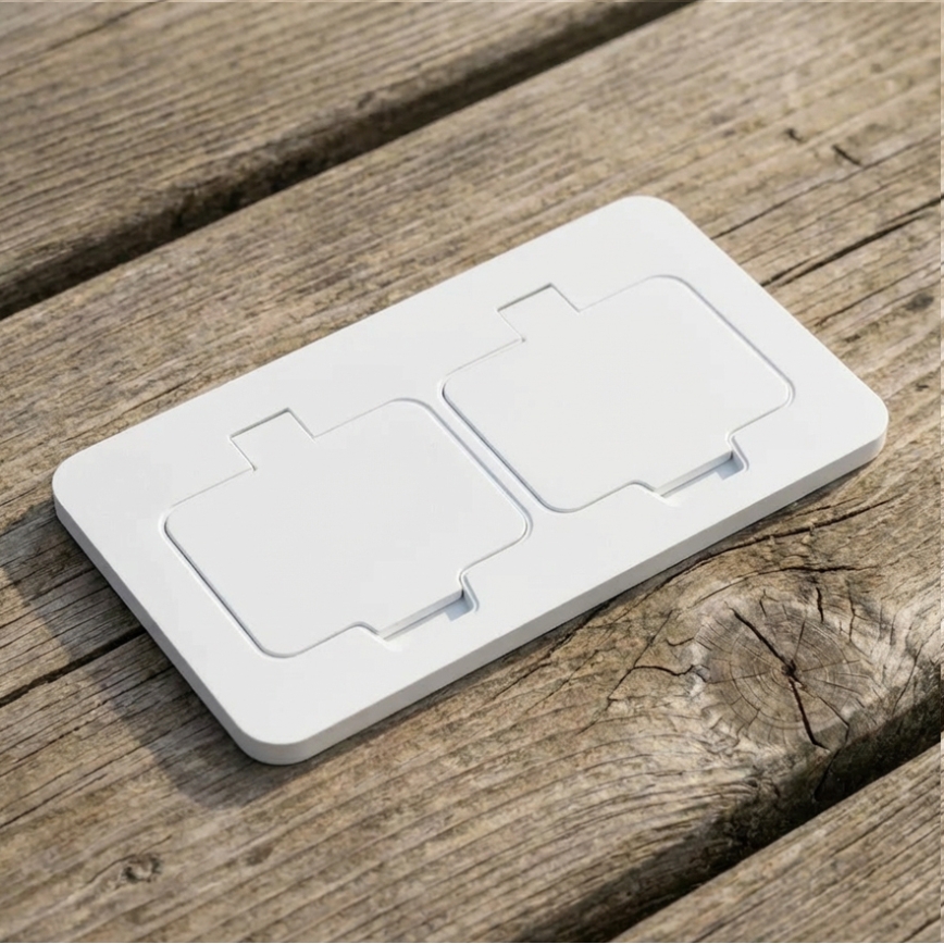 BRILAGI - Toma empotrada doble para cocina INBOX IP55, blanca, rectangular