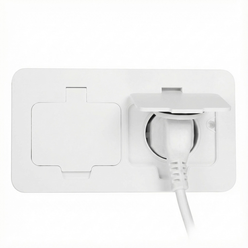 BRILAGI - Toma empotrada doble para cocina INBOX IP55, blanca, rectangular