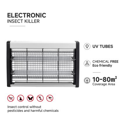 Brilagi - Trampa eléctrica para insectos 2xUV/15W/230V 80 m2