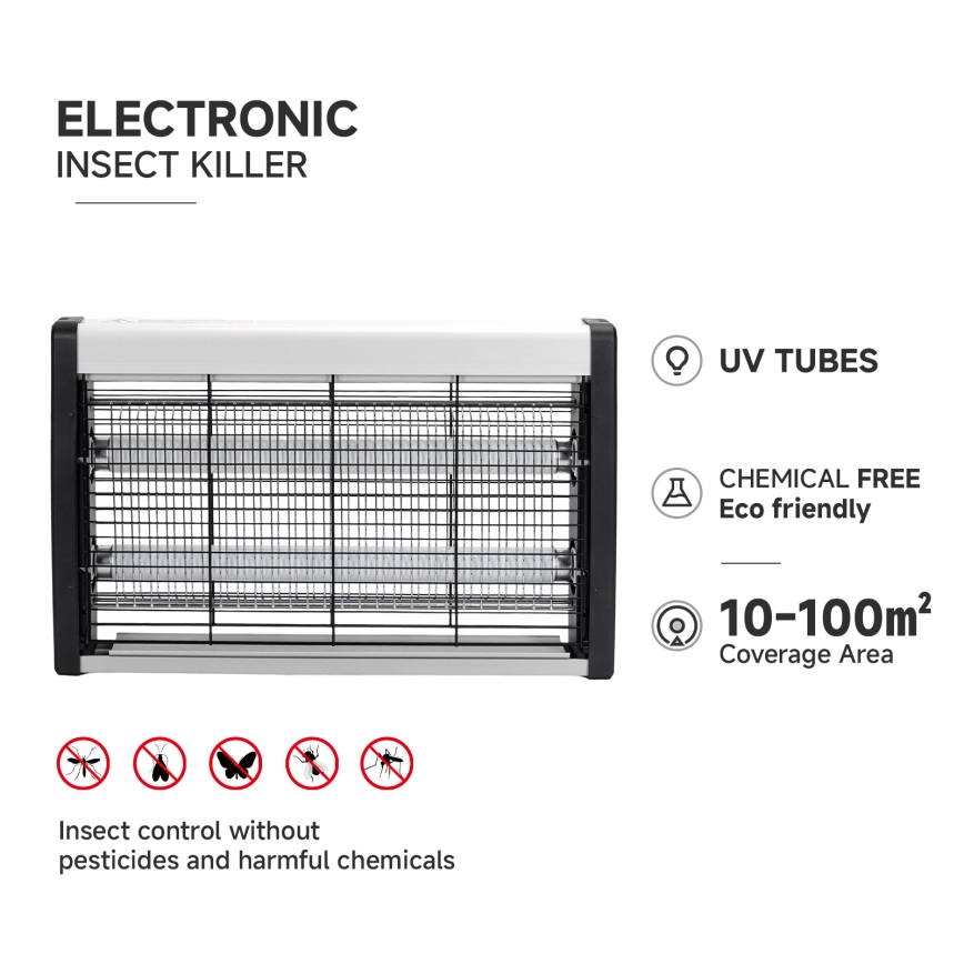 Brilagi - Trampa eléctrica para insectos 2xUV/18W/230V 100 m2
