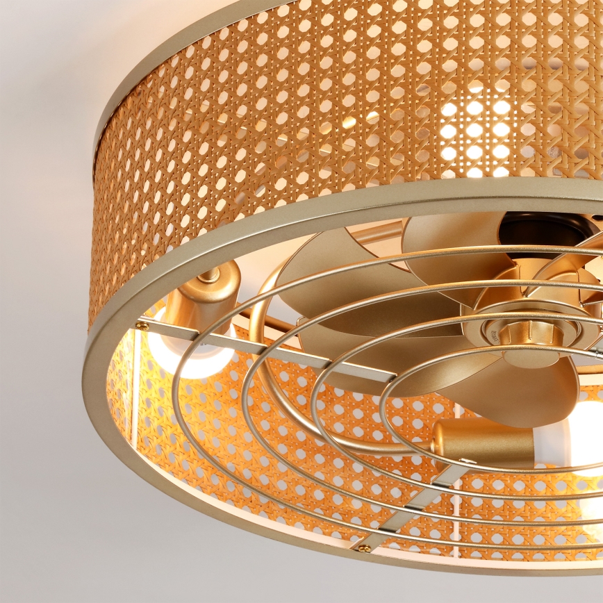 Brilagi - Ventilador de techo 4xE27/40W/230V, diámetro 50 cm, bambú + mando a distancia