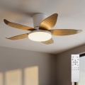 Brilagi - Ventilador de techo con LED regulable/32W/230V 95 cm blanco/marrón + mando a distancia