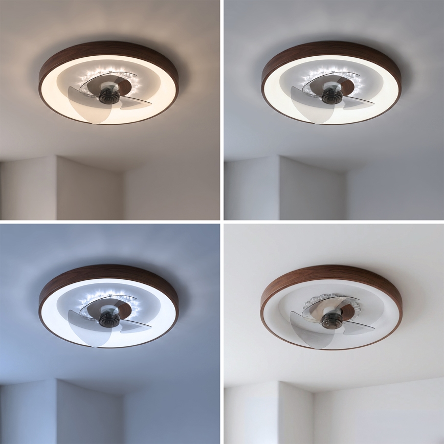 BRILAGI - Ventilador de techo LED regulable LED/34W/230V 3000-6500K diámetro 46 cm marrón + mando a distancia