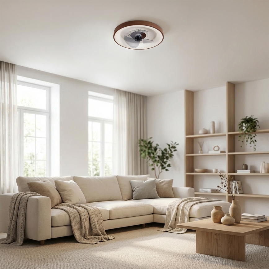 BRILAGI - Ventilador de techo LED regulable LED/34W/230V 3000-6500K diámetro 46 cm marrón + mando a distancia