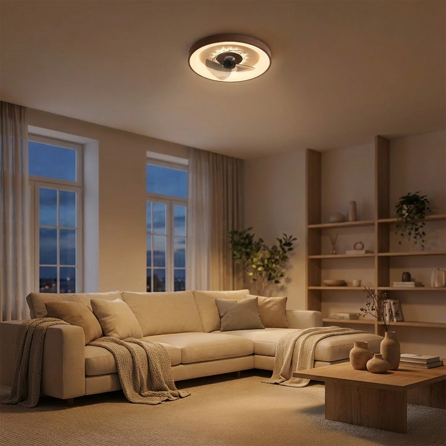BRILAGI - Ventilador de techo LED regulable LED/34W/230V 3000-6500K diámetro 46 cm marrón + mando a distancia