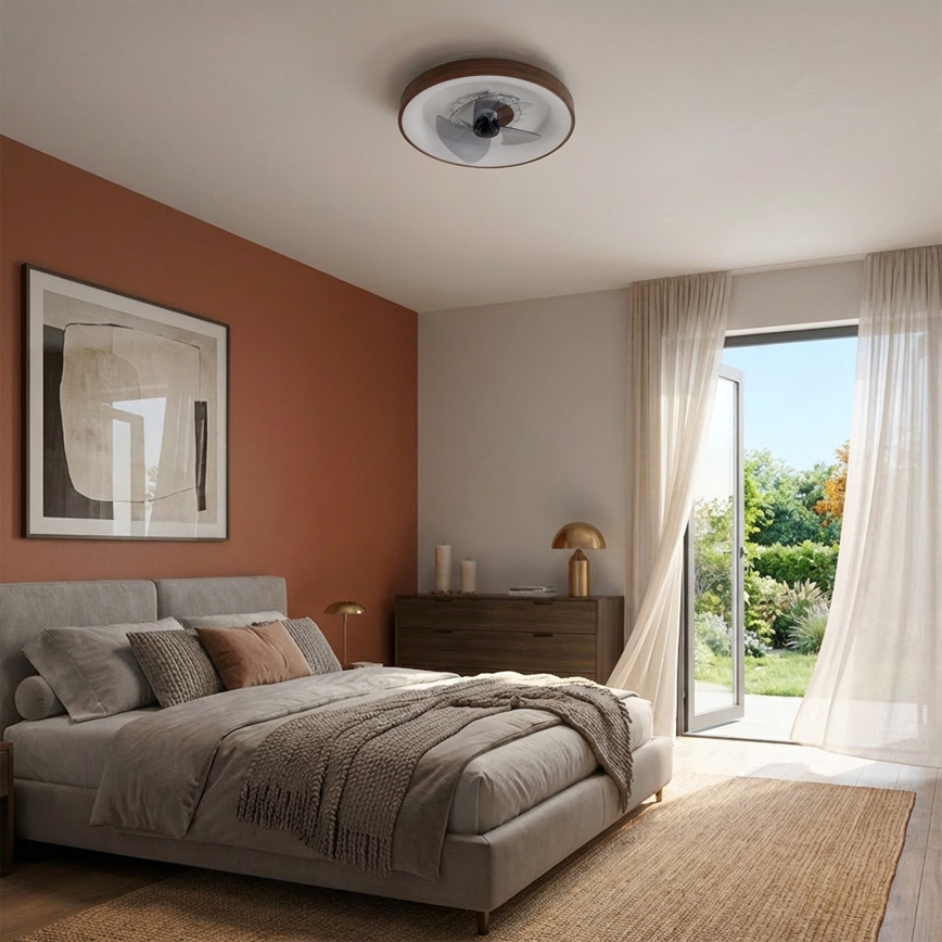 BRILAGI - Ventilador de techo LED regulable LED/34W/230V 3000-6500K diámetro 46 cm marrón + mando a distancia