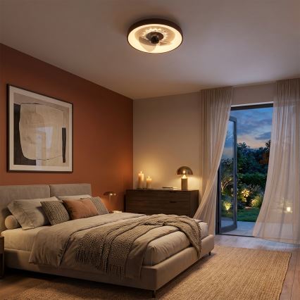 BRILAGI - Ventilador de techo LED regulable LED/34W/230V 3000-6500K diámetro 46 cm marrón + mando a distancia